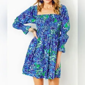 Lilly Pulitzer BEYONCA BABYDOLL DRESS - ABACO BLUE IN TURTLE AWE