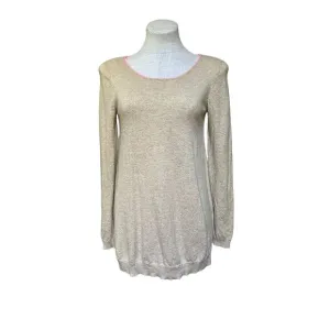 Lilly Pulitzer Collins 100% Cashmere Sweater Beige Pink Back Stripe Boat Neck
