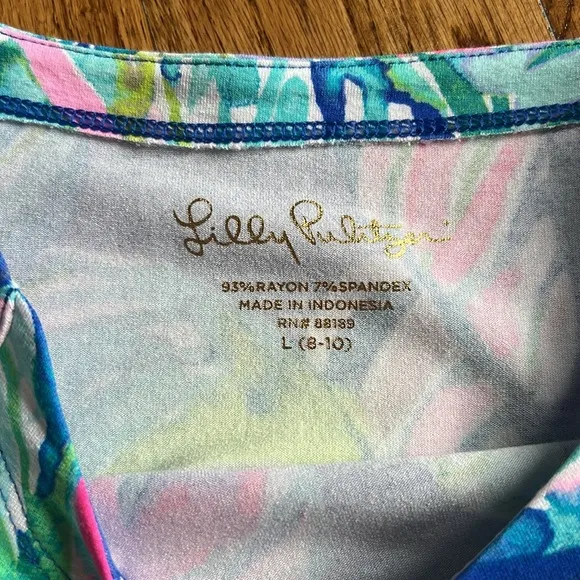 LILLY PULITZER Girls Sophie Dress in Casa Del Sol Palm leaf pattern L (8-10) EUC
