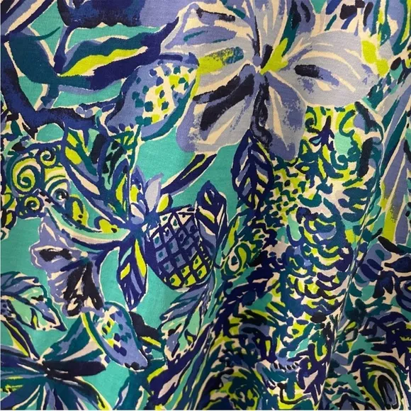 Lilly Pulitzer Hollee Cotton Blue 3/4 Sleeve T-Shirt Dress Cut Out Mini Medium