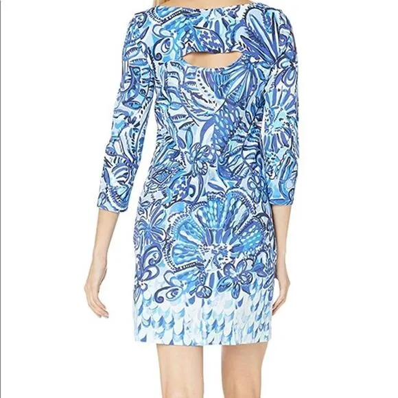 Lilly Pulitzer Hollee Dress Women's Size XS Iris Blue Zanzibar Zoo Cut Out Pima
