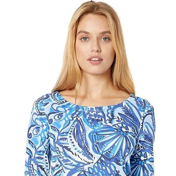 Lilly Pulitzer Hollee Dress Women's Size XS Iris Blue Zanzibar Zoo Cut Out Pima