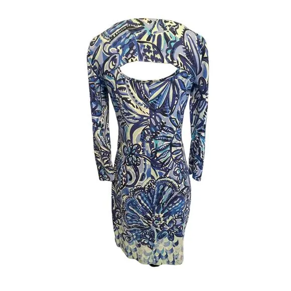 Lilly Pulitzer Hollee Dress Women's Size XS Iris Blue Zanzibar Zoo Cut Out Pima