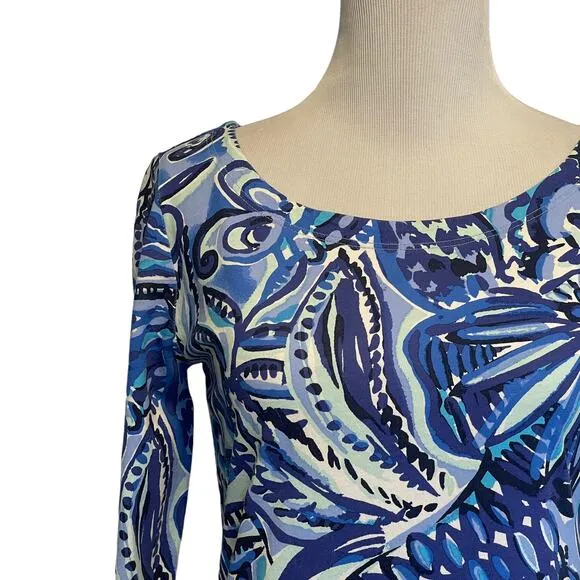Lilly Pulitzer Hollee Dress Women's Size XS Iris Blue Zanzibar Zoo Cut Out Pima