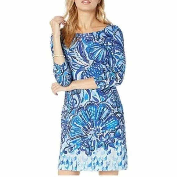 Lilly Pulitzer Hollee Dress Women's Size XS Iris Blue Zanzibar Zoo Cut Out Pima
