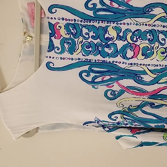 Lilly Pulitzer Iona Resort White Long Story Engineered Print Shift Dress Xl