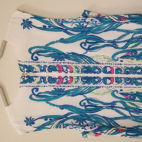 Lilly Pulitzer Iona Resort White Long Story Engineered Print Shift Dress Xl