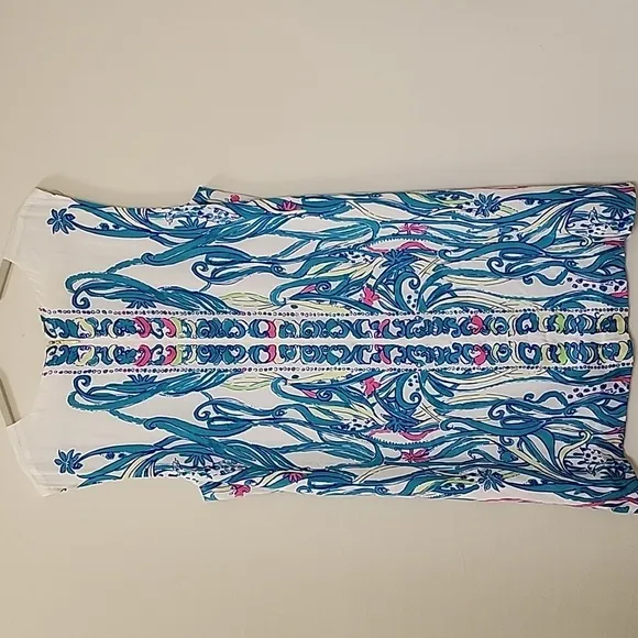 Lilly Pulitzer Iona Resort White Long Story Engineered Print Shift Dress Xl