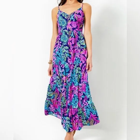 Lilly Pulitzer Joellane Maxi Dress - AEGEAN NAVY - CALYPSO COAST