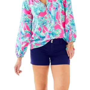 Lilly Pulitzer Joette Stretch Dinner Shorts in Midnight Navy Sz 2