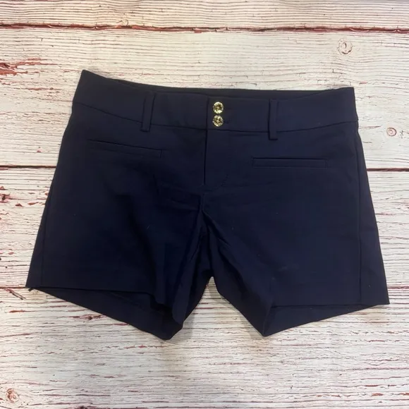 Lilly Pulitzer Joette Stretch Dinner Shorts in Midnight Navy Sz 2