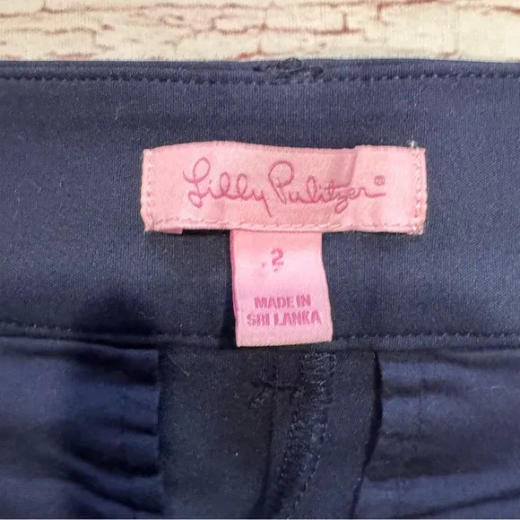 Lilly Pulitzer Joette Stretch Dinner Shorts in Midnight Navy Sz 2