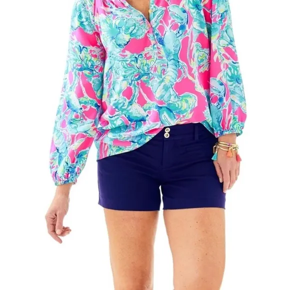 Lilly Pulitzer Joette Stretch Dinner Shorts in Midnight Navy Sz 2