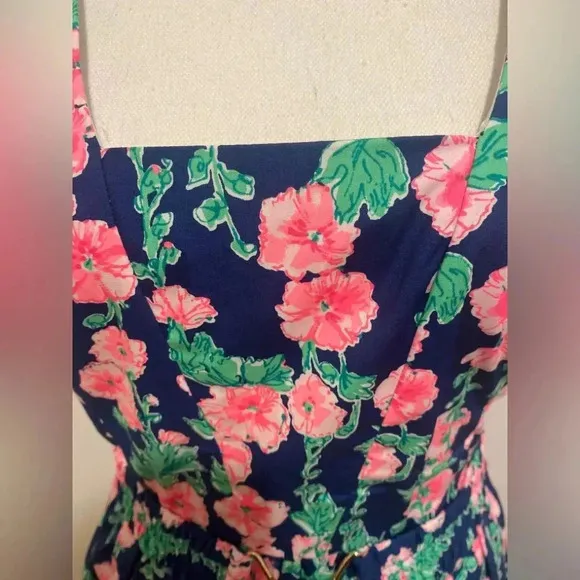 Lilly Pulitzer McKinnon Navy Pink and White Floral Dress Sz 6 NWOT