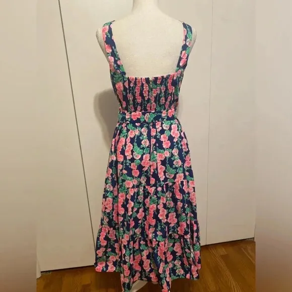 Lilly Pulitzer McKinnon Navy Pink and White Floral Dress Sz 6 NWOT