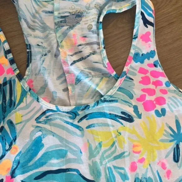 LILLY PULITZER Melle Trapeze Dress Serene Blue Tippy Top Racerback cotton XXS
