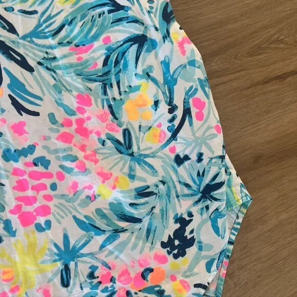 LILLY PULITZER Melle Trapeze Dress Serene Blue Tippy Top Racerback cotton XXS