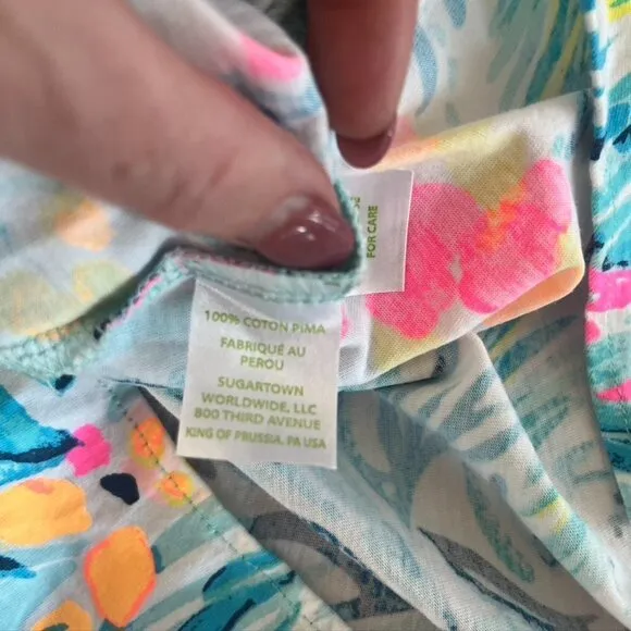 LILLY PULITZER Melle Trapeze Dress Serene Blue Tippy Top Racerback cotton XXS