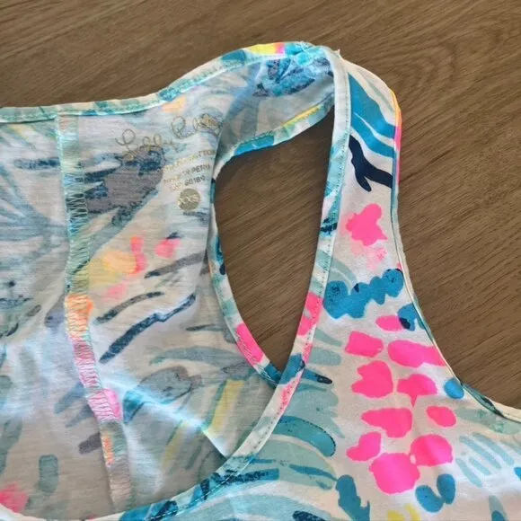 LILLY PULITZER Melle Trapeze Dress Serene Blue Tippy Top Racerback cotton XXS