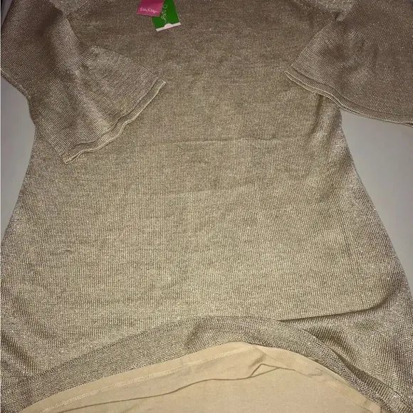 Lilly Pulitzer NWT Carino Sweater Dress Gold Metallic $198 Size XL Gorgeous!