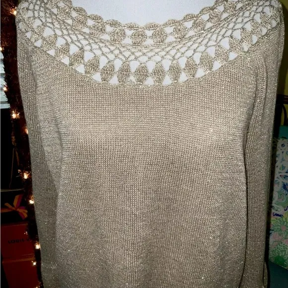 Lilly Pulitzer NWT Carino Sweater Dress Gold Metallic $198 Size XL Gorgeous!