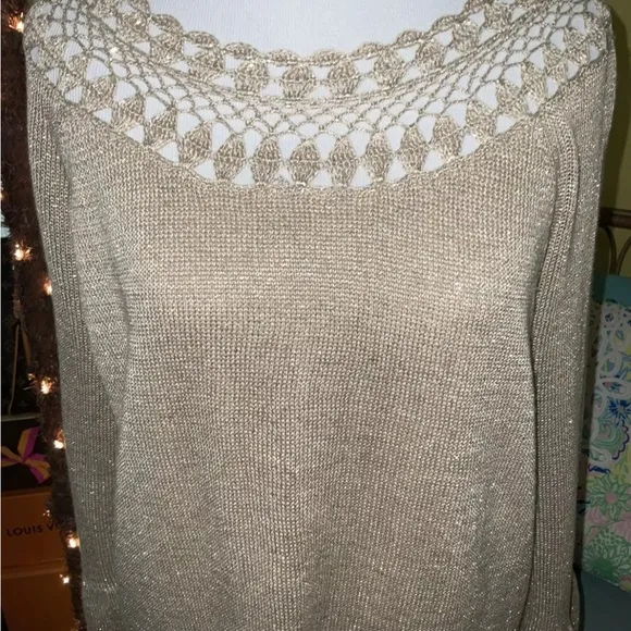 Lilly Pulitzer NWT Carino Sweater Dress Gold Metallic $198 Size XL Gorgeous!