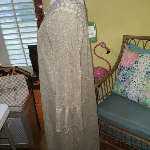 Lilly Pulitzer NWT Carino Sweater Dress Gold Metallic $198 Size XL Gorgeous!