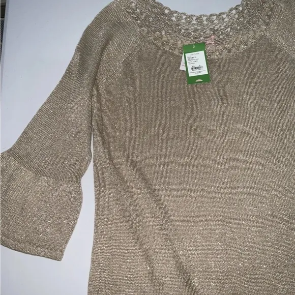 Lilly Pulitzer NWT Carino Sweater Dress Gold Metallic $198 Size XL Gorgeous!