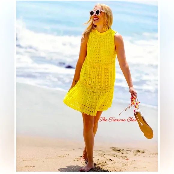 Lilly Pulitzer NWT Indira Swing Dress Lilly’s Lemon 🍋 Eyelet Size XL Gorgeous!
