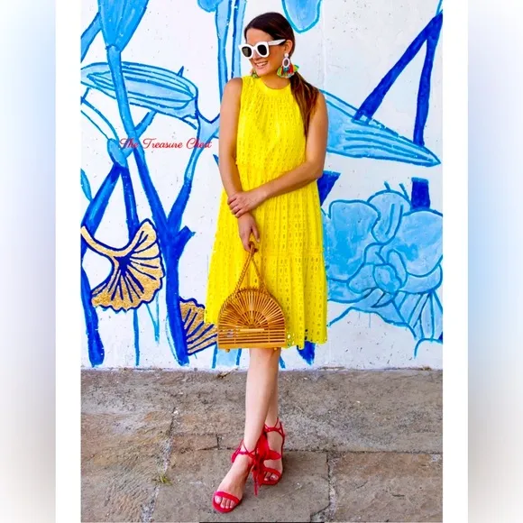 Lilly Pulitzer NWT Indira Swing Dress Lilly’s Lemon 🍋 Eyelet Size XL Gorgeous!