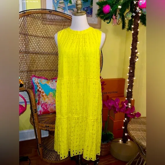 Lilly Pulitzer NWT Indira Swing Dress Lilly’s Lemon 🍋 Eyelet Size XL Gorgeous!