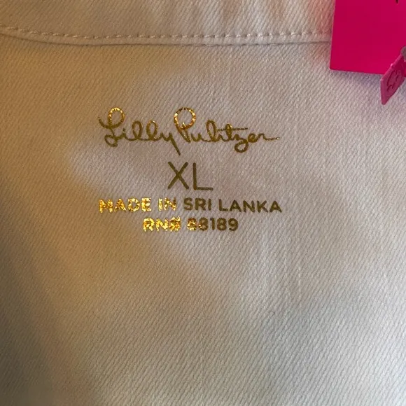 Lilly Pulitzer NWT SZ XL  The Seaspray White Denim Jean Jacket