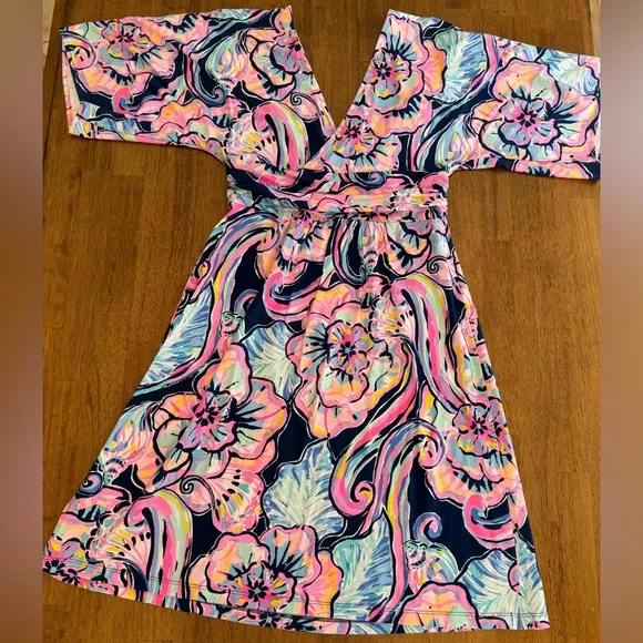 Lilly Pulitzer Parigi Dress SZ S Nauti Navy Boho Bateau