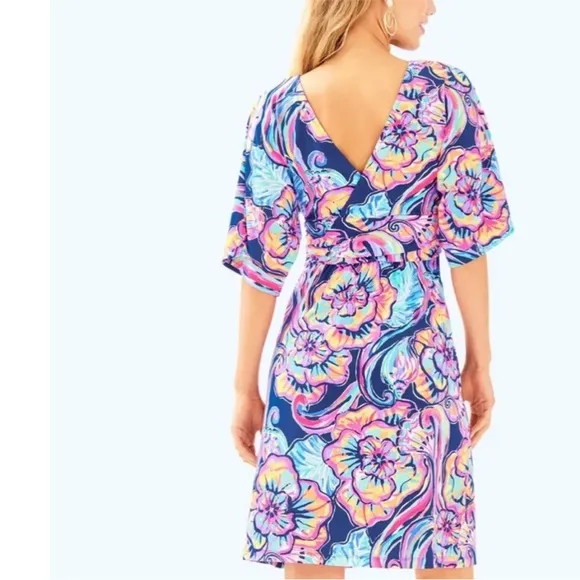 Lilly Pulitzer Parigi Dress SZ S Nauti Navy Boho Bateau