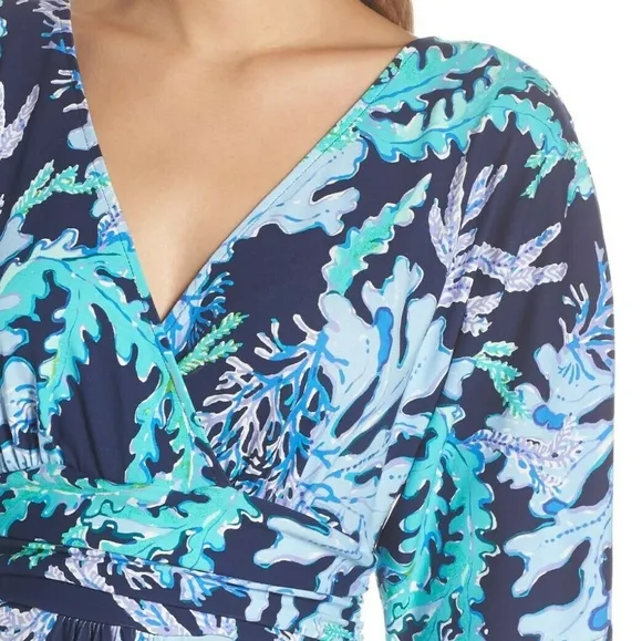 Lilly Pulitzer Parigi Maxi Dress Deep Indigo Swish Sway Navy Blue Green Lilac S