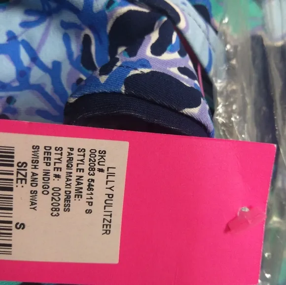 Lilly Pulitzer Parigi Maxi Dress Deep Indigo Swish Sway Navy Blue Green Lilac S