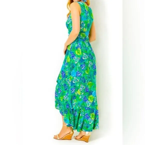 Lilly Pulitzer Sleeveless Moana Wrap High Low Maxi Dress Botanical …