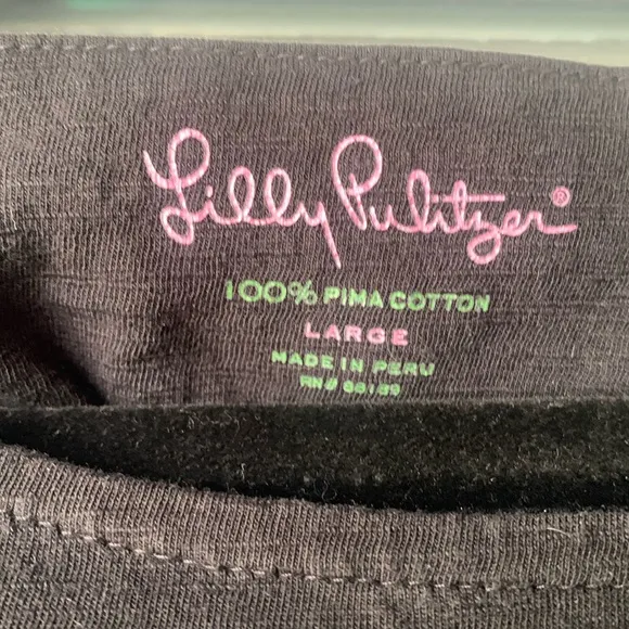 Lilly Pulitzer Solid T-shirt, Dress Short Sleeves  large Black