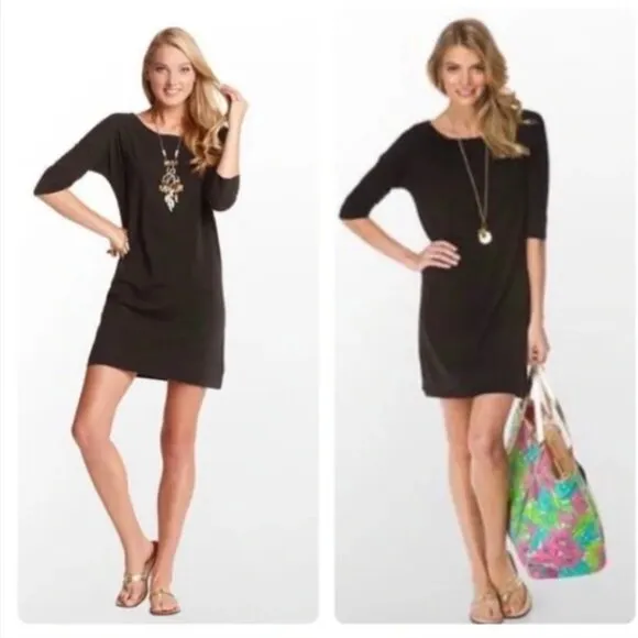 Lilly Pulitzer Solid T-shirt, Dress Short Sleeves  large Black