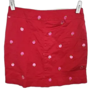 Lilly Pulitzer Vintage Apple Embroidered Red Mini Skirt Size 4