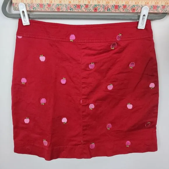 Lilly Pulitzer Vintage Apple Embroidered Red Mini Skirt Size 4