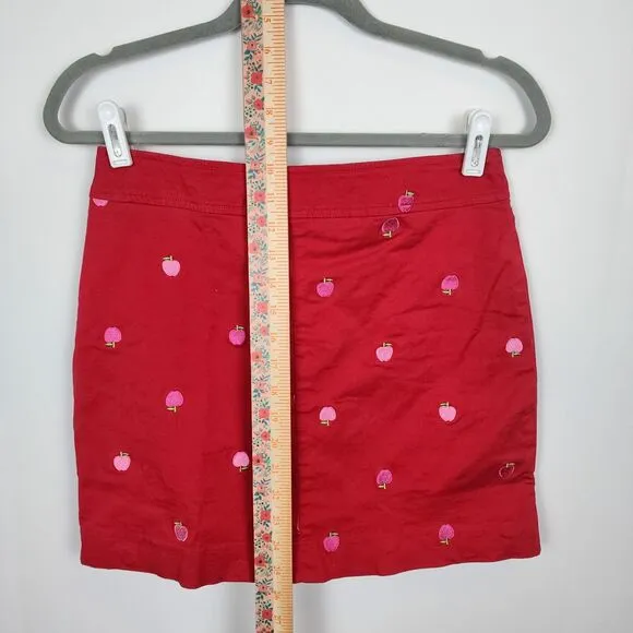 Lilly Pulitzer Vintage Apple Embroidered Red Mini Skirt Size 4