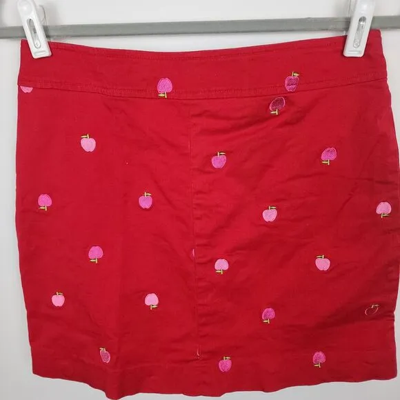 Lilly Pulitzer Vintage Apple Embroidered Red Mini Skirt Size 4
