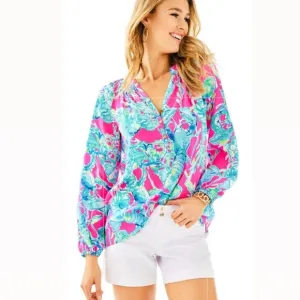 Lilly Pulitzer White Joette Stretch Dinner Shorts Travel Vacation Resort Size 6