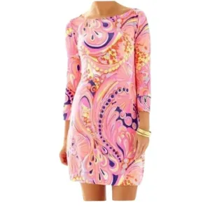 Lilly Pulitzer XS 3/4 Sleeve Sophie Short Dress in Multi Reef Retreat Print