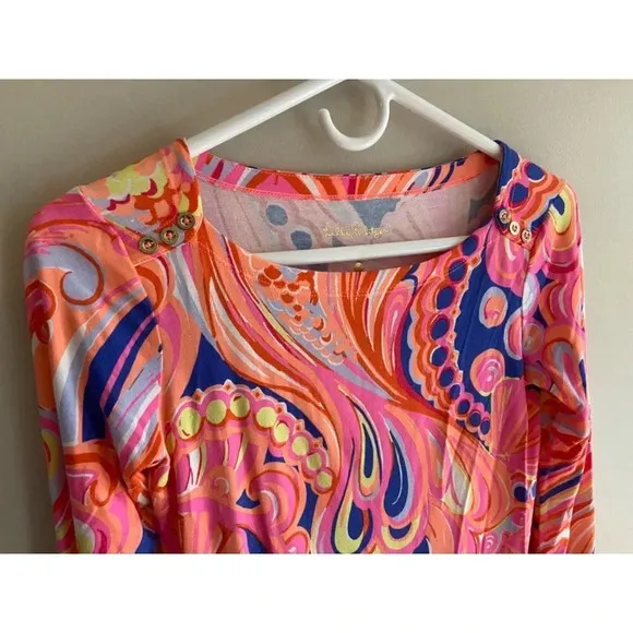 Lilly Pulitzer XS 3/4 Sleeve Sophie Short Dress in Multi Reef Retreat Print