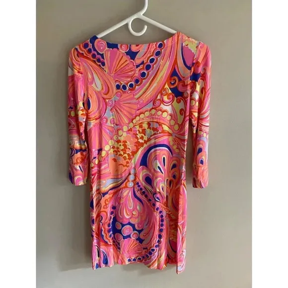 Lilly Pulitzer XS 3/4 Sleeve Sophie Short Dress in Multi Reef Retreat Print