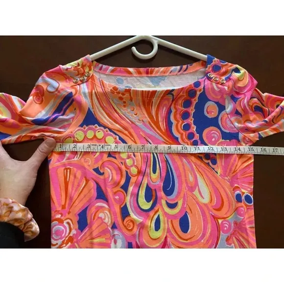Lilly Pulitzer XS 3/4 Sleeve Sophie Short Dress in Multi Reef Retreat Print