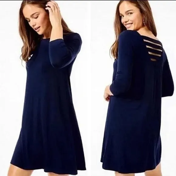 Lilly Pulitzer Women's Ophelia Midnight Navy Shift Swing Dress Size XXS
