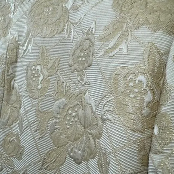 LILY &amp; TAYLOR Brocade Skirt Suit Gold Metallic Jacquard Crystal Detail Size 12